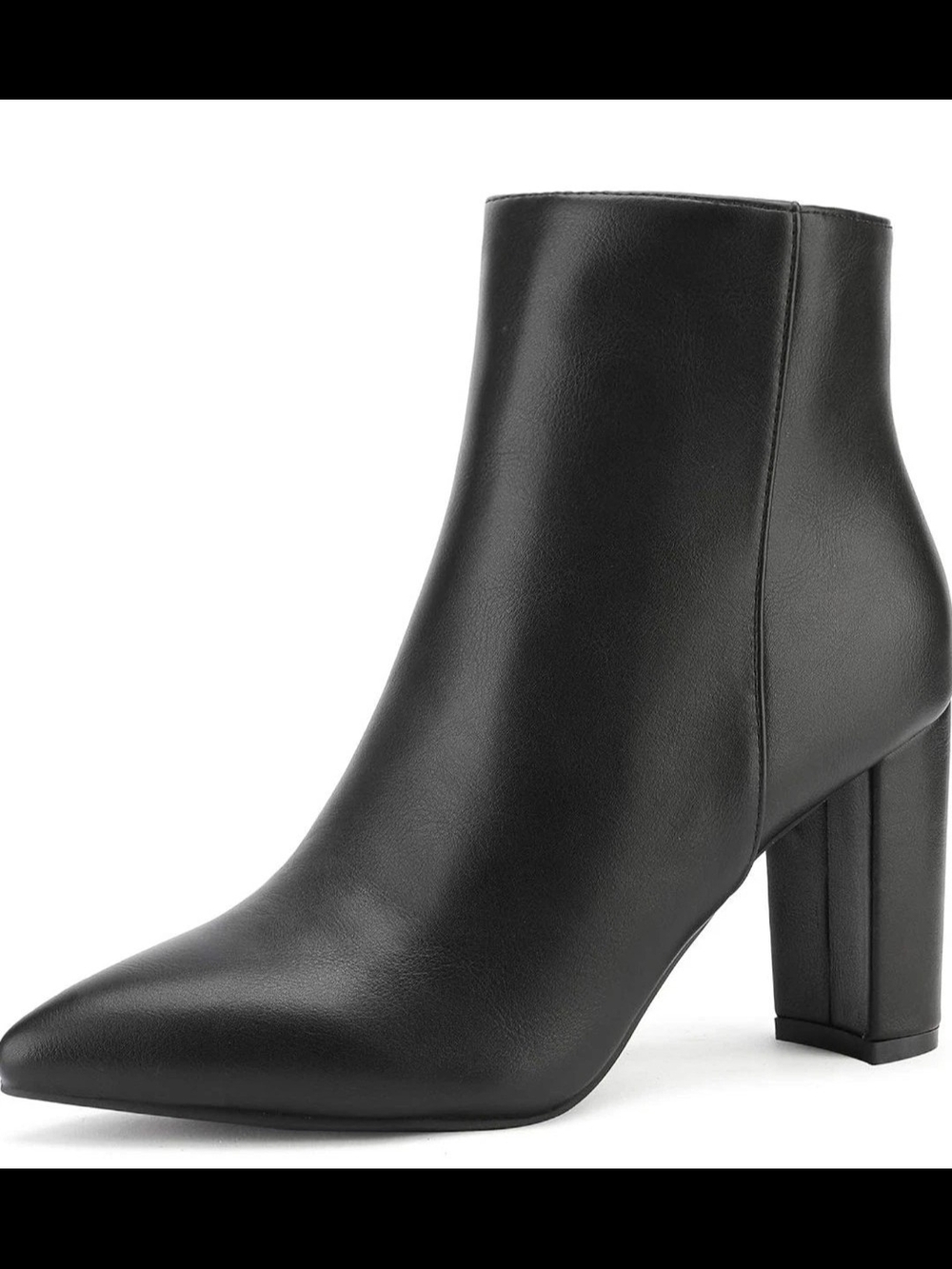 Dream Pairs Black Pointed Toe Block Heel Ankle Booties